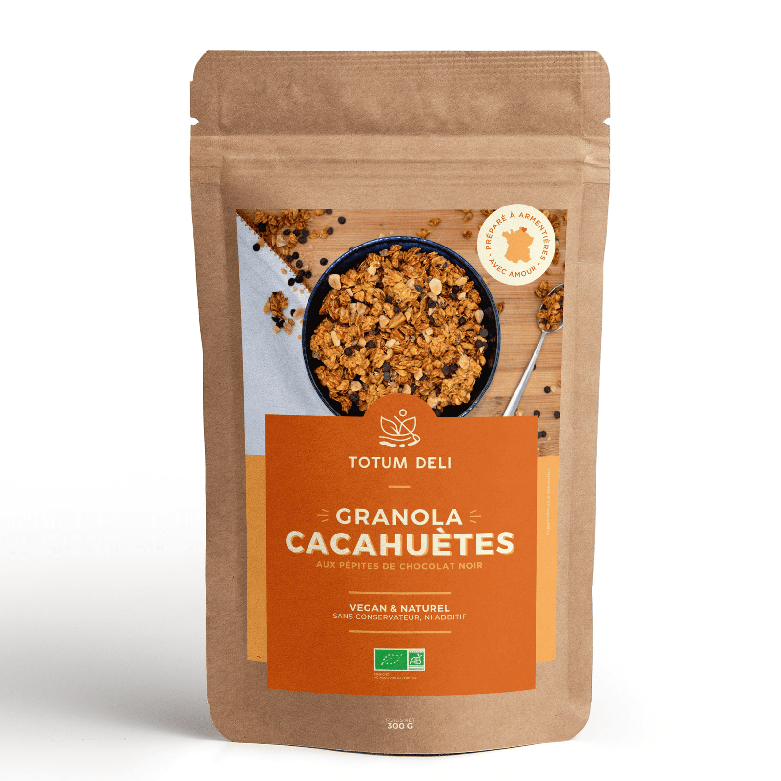 Granola à la cacahuètes et aux pépites de chocolat